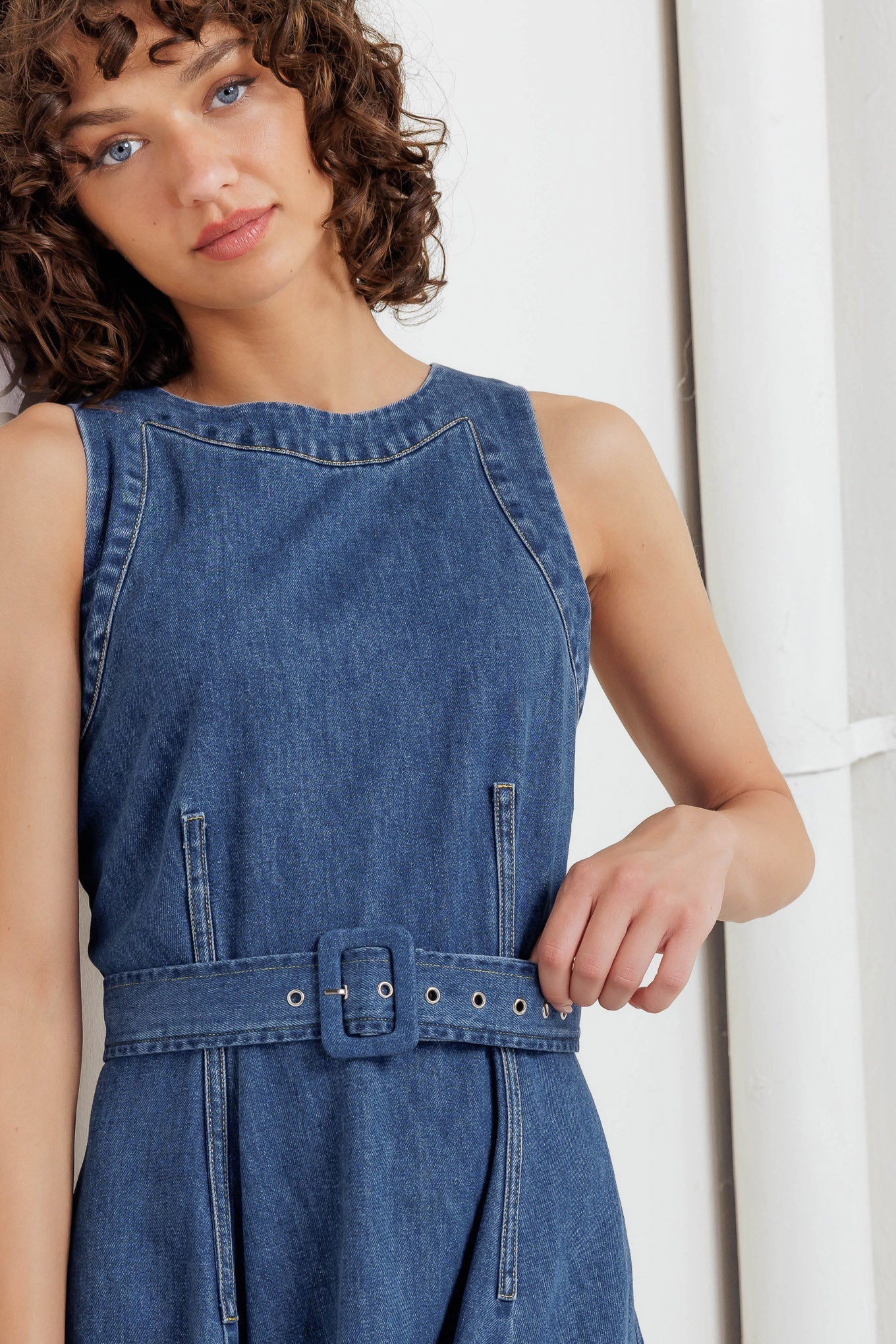 POET’S MUSE DENIM WOVEN MIDI DRESS Flying Tomato